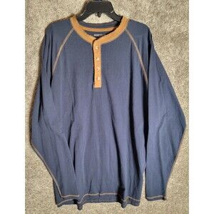 Legendary Whitetails Men's Blue/Brown Long Sleeve Henley Shirt Size XLT